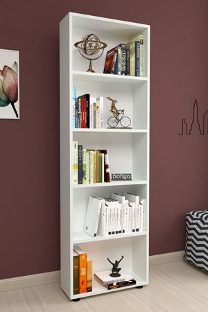15-02-01 Chipboard Bookshelf With 5 Shelves WHITE