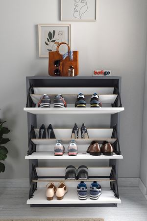 18-03-81 Decorative Shoerack ANTHRACITE/WHITE