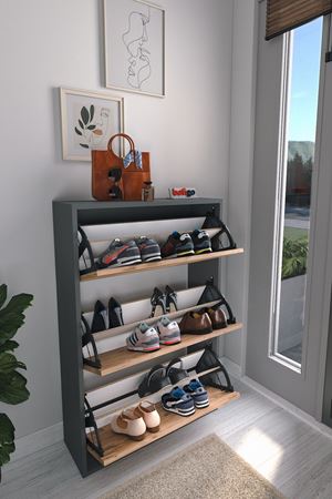 18-03-82 Decorative Shoerack ANTHRACITE/PINE