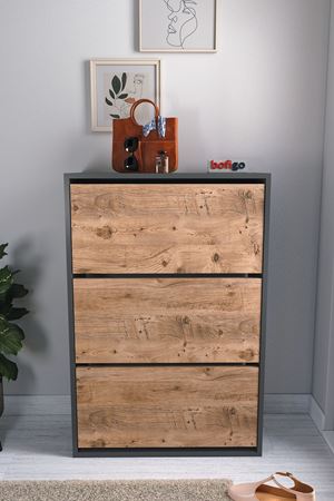 18-03-82 Decorative Shoerack ANTHRACITE/PINE