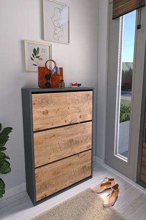 18-03-82 Decorative Shoerack ANTHRACITE/PINE