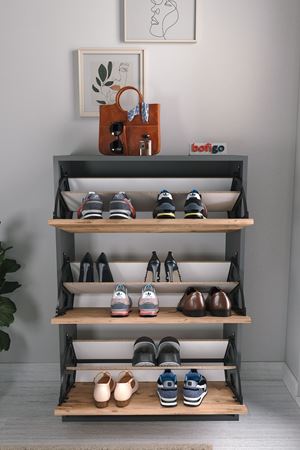 18-03-82 Decorative Shoerack ANTHRACITE/PINE