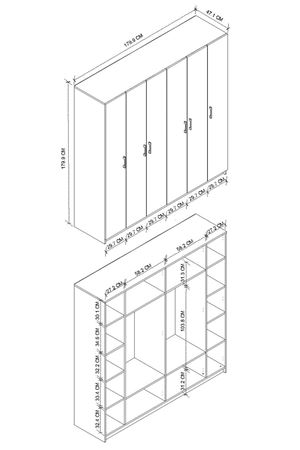 26-03-01 Wardrobe With 6 Doors WHITE