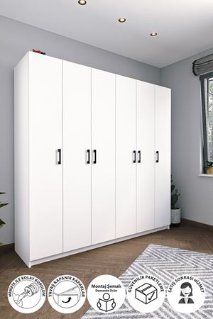 26-03-01 Wardrobe With 6 Doors WHITE