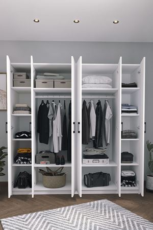 26-03-01 Wardrobe With 6 Doors WHITE