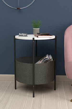  Bofigo Orta Sehpa Geniş Çantalı Sehpa Gazetelik Kitaplık Çiçeklik Beyaz