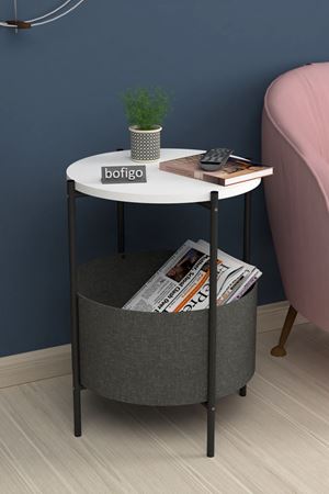  Bofigo Orta Sehpa Geniş Çantalı Sehpa Gazetelik Kitaplık Çiçeklik Beyaz