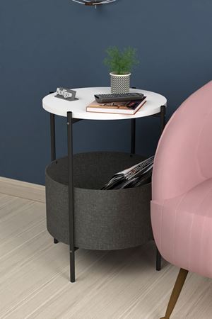  Bofigo Orta Sehpa Geniş Çantalı Sehpa Gazetelik Kitaplık Çiçeklik Beyaz