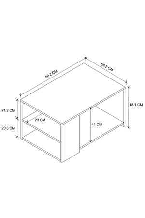 Bofigo Orta Sehpa 2 Raflı Sehpa Dekoratif Orta Sehpa Yiğit Çam-Antrasit