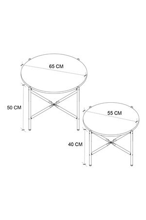 Bofigo 2'li Orta Sehpa Metal Orta Sehpa Dekoratif Sehpa Çam