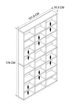 Bofigo Çok Raflı Kitaplık Kütüphane Hareketli Raflı Dekoratif Kitaplık Geniş Kitaplık Beyaz