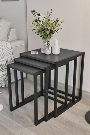  Bofigo 3'lü Metal Zigon Sehpa Zigon Sehpa Orta Sehpa Yan Sehpa Antrasit