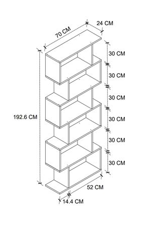 Bofigo 6 Raflı Kitaplık Dekoratif Raf Zigzag Kitaplık Beyaz
