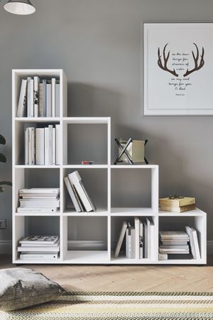 Bofigo Merdiven Kitaplık Basamaklı Kitaplık Beyaz