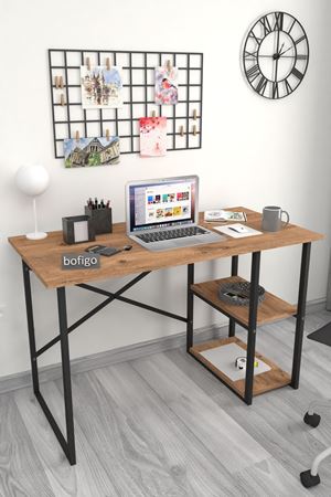 20-02-07 60x120 Cm 2 Shelves Metal Study Desk PINE