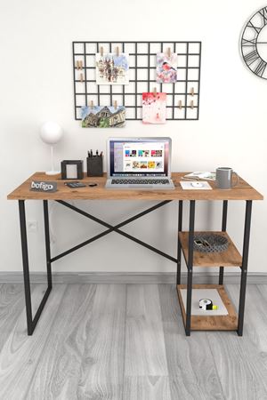  Bofigo 60x120 cm 2 Raflı Çalışma Masası Bilgisayar Masası Ofis Ders Yemek Masası Kafka Çam