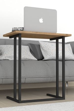 Bofigo Metal Ayaklı Laptop Sehpası Kahvaltı Masası Çalışma Sehpası Çam