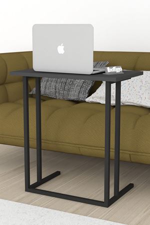Bofigo Metal Ayaklı Laptop Sehpası Kahvaltı Masası Çalışma Sehpası Antrasit