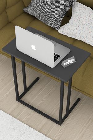 Bofigo Metal Ayaklı Laptop Sehpası Kahvaltı Masası Çalışma Sehpası Antrasit