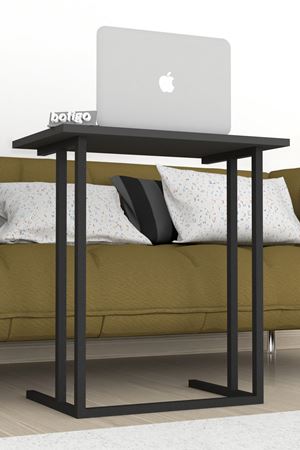 Bofigo Metal Ayaklı Laptop Sehpası Kahvaltı Masası Çalışma Sehpası Antrasit