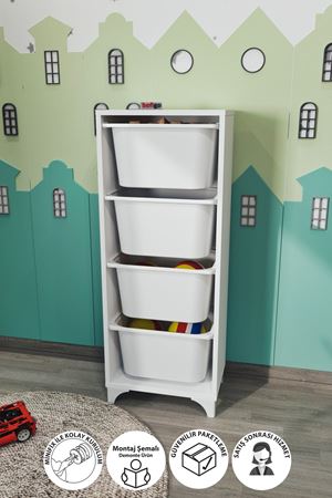 12-04-01 4 Baskets Multifunctional Dora Cabinet WHITE