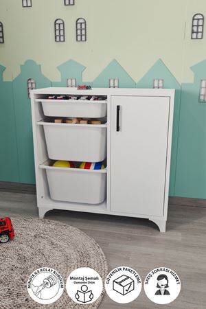 12-23-01 3 Baskets Multifunctional Kayra Cabinet WHITE