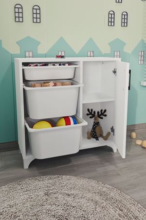 12-23-01 3 Baskets Multifunctional Kayra Cabinet WHITE