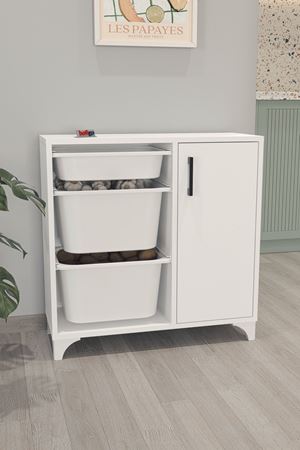12-23-01 3 Baskets Multifunctional Kayra Cabinet WHITE