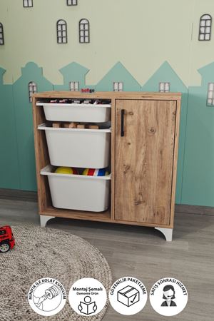12-23-02 3 Baskets Multifunctional Kayra Cabinet PINE