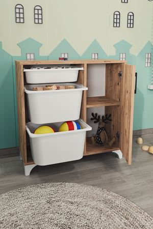 12-23-02 3 Baskets Multifunctional Kayra Cabinet PINE