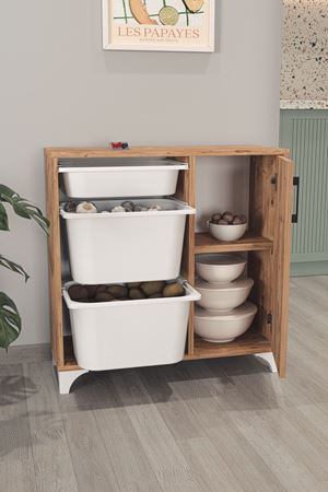 12-23-02 3 Baskets Multifunctional Kayra Cabinet PINE