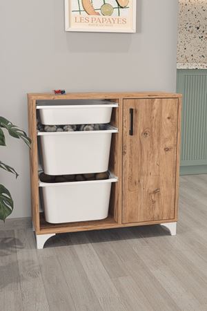 12-23-02 3 Baskets Multifunctional Kayra Cabinet PINE