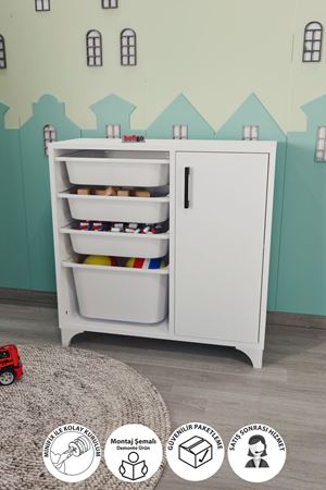 12-24-01 4 Baskets Multifunctional Kayra Cabinet WHITE