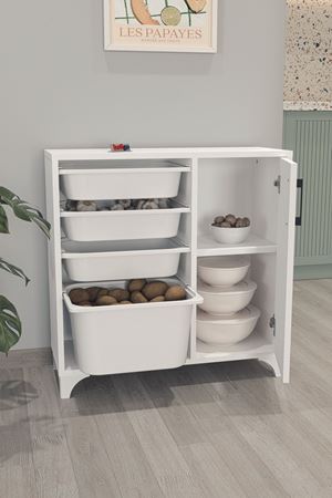 12-24-01 4 Baskets Multifunctional Kayra Cabinet WHITE