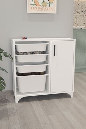 12-24-01 4 Baskets Multifunctional Kayra Cabinet WHITE