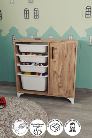 12-24-02 4 Baskets Multifunctional Kayra Cabinet PINE
