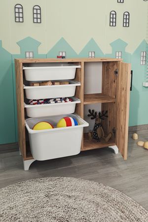 12-24-02 4 Baskets Multifunctional Kayra Cabinet PINE