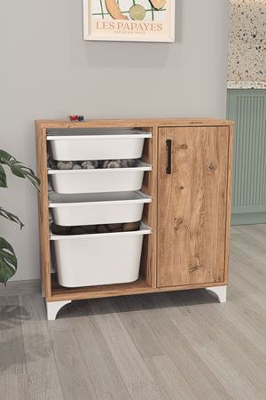 12-24-02 4 Baskets Multifunctional Kayra Cabinet PINE
