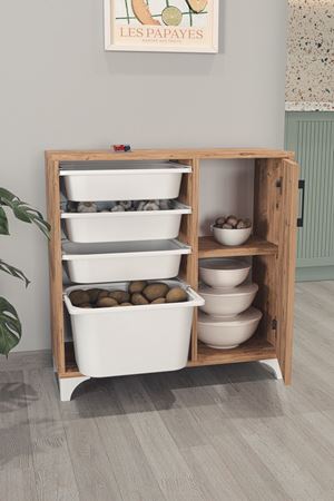 12-24-02 4 Baskets Multifunctional Kayra Cabinet PINE