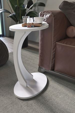 Bofigo Elips Sehpa C Sehpa Yan Sehpa Koltuk Sehpası Beyaz