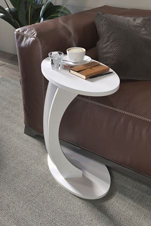 Bofigo Elips Sehpa C Sehpa Yan Sehpa Koltuk Sehpası Beyaz