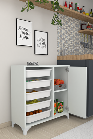 12-02-01 5 Baskets Multifunctional Kayra Cabinet WHITE