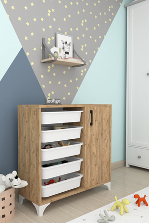 12-02-02 5 Baskets Multifunctional Kayra Cabinet PINE