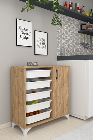 12-02-02 5 Baskets Multifunctional Kayra Cabinet PINE
