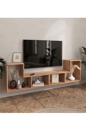 Bofigo Çok Amaçlı Fonksiyonel TV Ünitesi Raflı TV Sehpası Televizyon Sehpası Konsol Çam