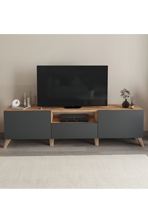 Bofigo TV Ünitesi 160 Cm TV Sehpası Düşer Kapaklı Tv Ünitesi Televizyon Sehpası Çam-Antrasit