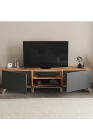 Bofigo TV Ünitesi 160 Cm TV Sehpası Düşer Kapaklı Tv Ünitesi Televizyon Sehpası Çam-Antrasit