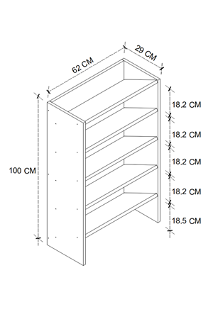 18-05-01 5 Shelves Shoerack WHITE