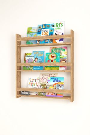  Bofigo 3 Raflı 79 x 74 Cm Montessori Kitaplık Eğitici Çocuk Kitaplığı Çam