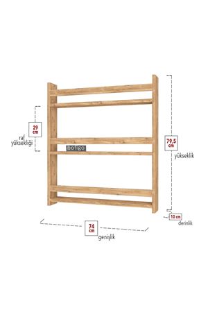  Bofigo 3 Raflı 79 x 74 Cm Montessori Kitaplık Eğitici Çocuk Kitaplığı Çam